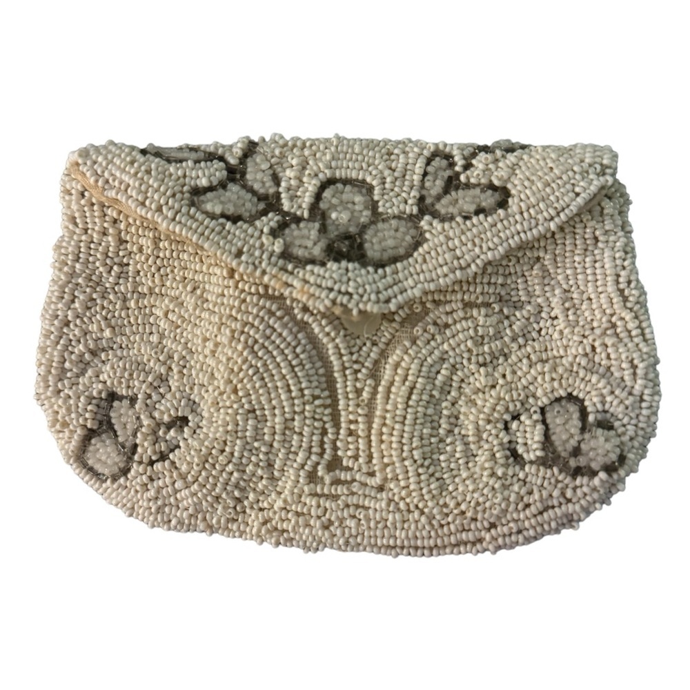 Vintage beaded coin purse/card holder. Handmade in Belgium‎